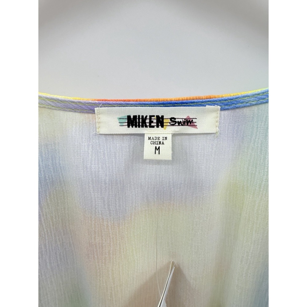 Miken Juniors Size Medium Colorful Tie-Dye Tie-Front Short-Sleeve Swim Cover-Up - Picture 11 of 11